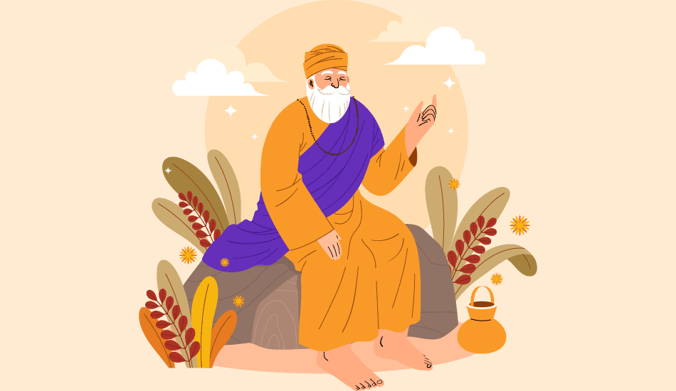 Guru Nanak Dev Ji illustration for Gurpurab