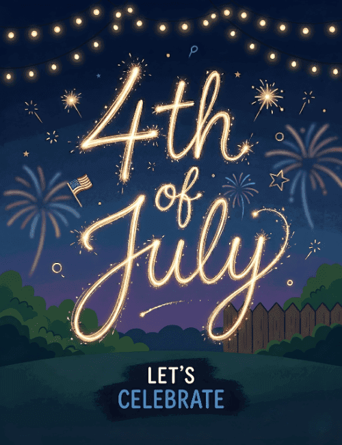 4th of July Sparkler Typography Celebration