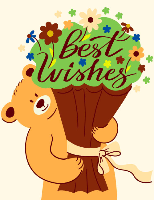 Best Wishes Cute Bear Greeting Card