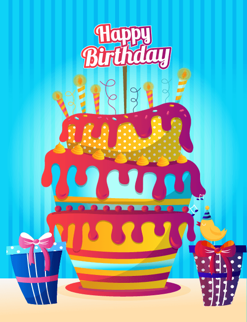Happy Birthday Cake And Gifts