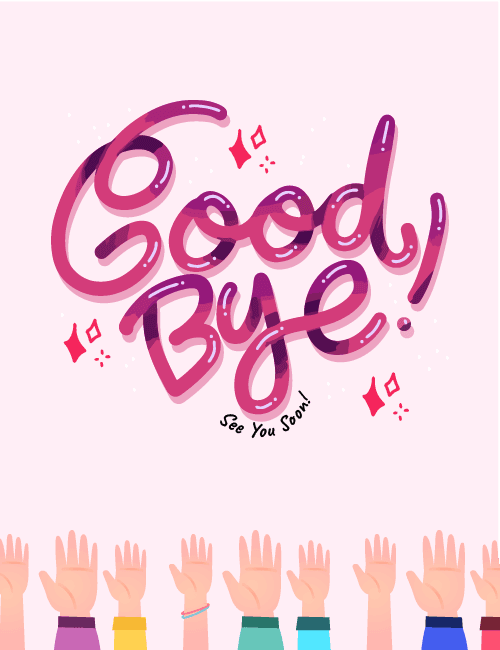 Goodbye! See You Soon – Waving Hands Cute Farewell Card