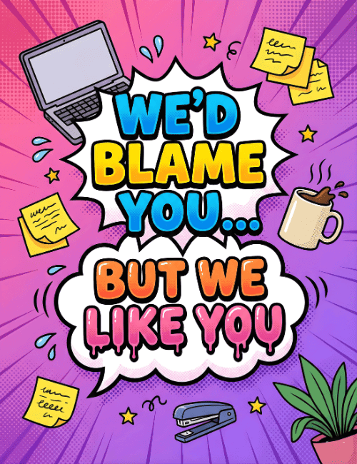 Funny Office Thank You Card – We’d Blame You But We Like You