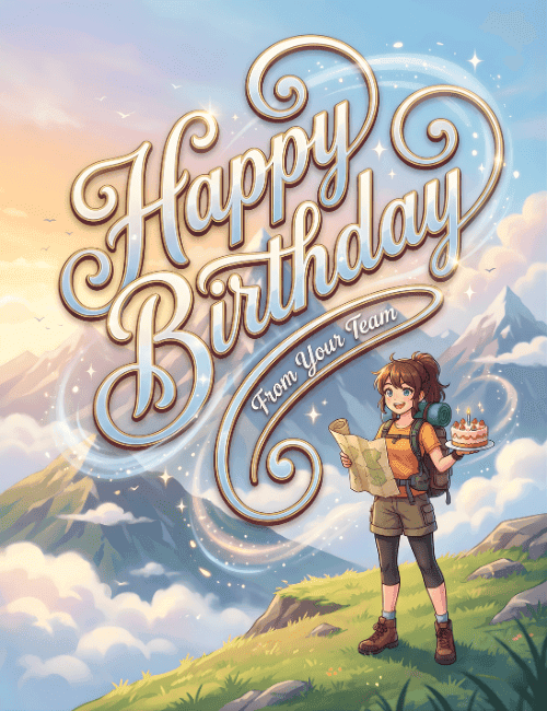 Happy Birthday From Your Team Adventure Style Card