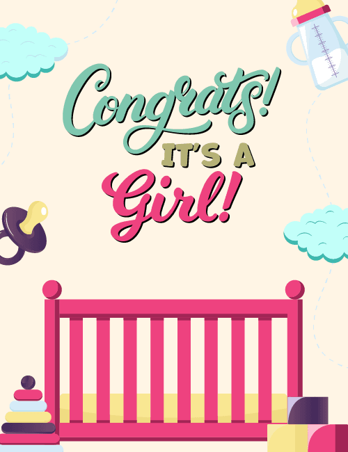 Congrats Its A Girl Baby Card