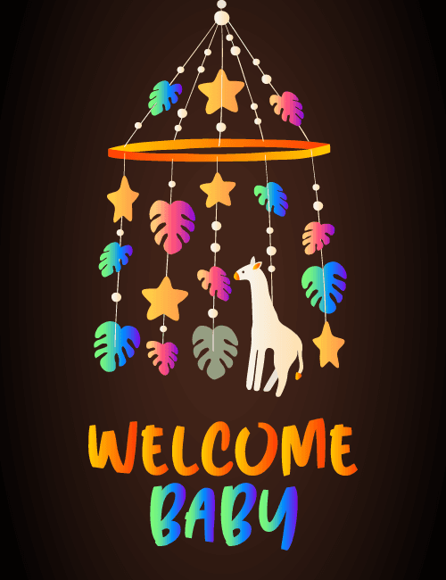 Welcome Baby Nursery Mobile Card