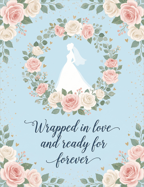 Wrapped in Love and Ready for Forever – Floral Wreath Bridal Shower Greeting Card