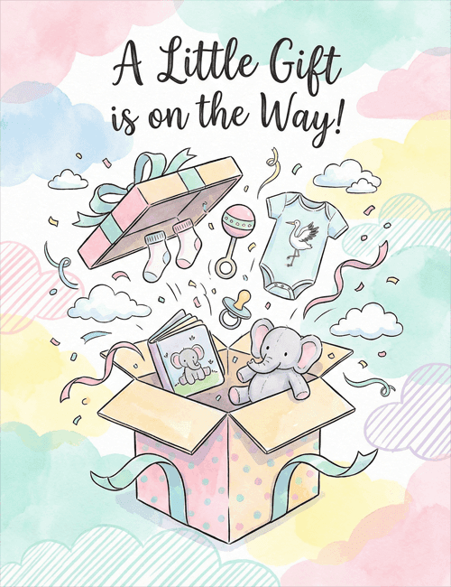 A Little Gift Is On The Way Baby Shower Card