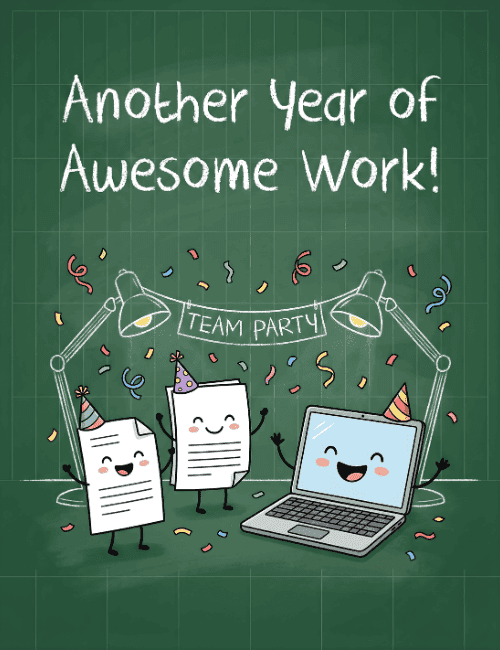 Another Year of Awesome Work – Cute Work Anniversary Card for Colleague