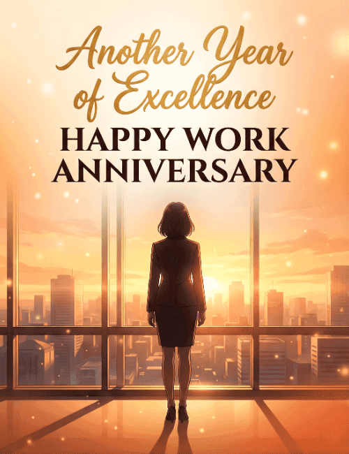 another year of excellence happy work anniversary card