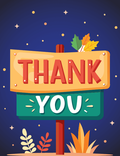 Autumn Sign 'Thank You' Card – Cozy Fall Foliage Theme