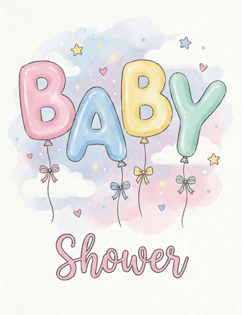 Baby Shower Balloon Text Card