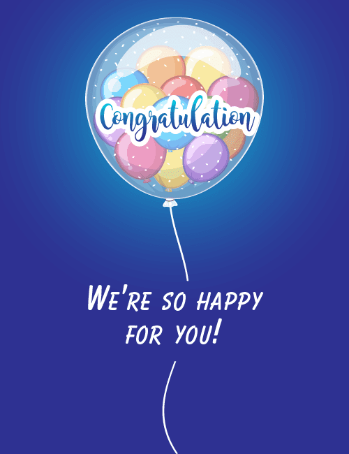 Colorful Balloon Congrats Card – We're So Happy for You