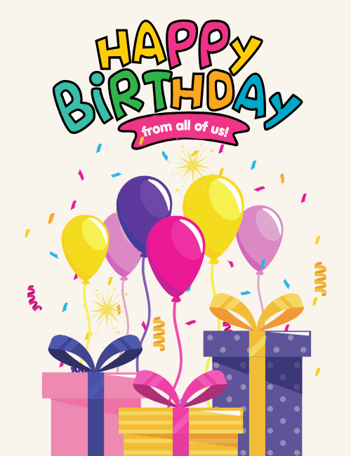 Balloons & Gifts Birthday Card