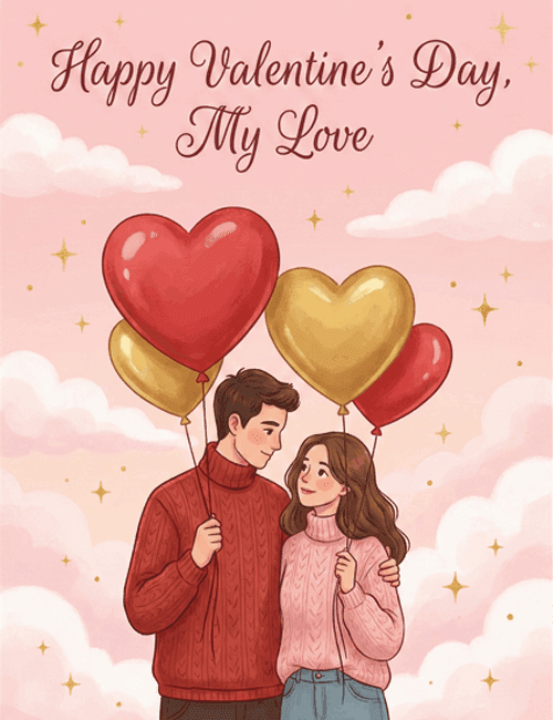 Love Balloons Valentine’s Day Card for My Love