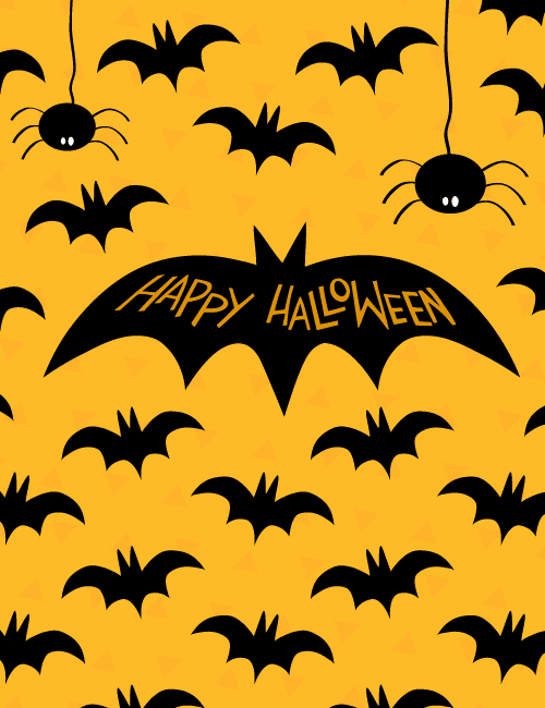 Bats & Spiders Halloween Card