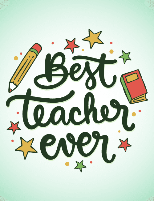 Best Teacher Ever Stars Teacher Card