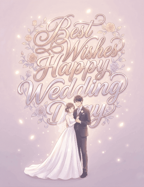 best wishes happy wedding day floral card