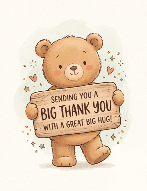 Big Thank You Big Hug Bear Card
