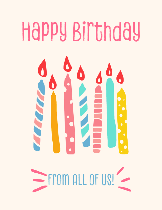 Colorful Candles Birthday Card – From All of Us Greeting Design