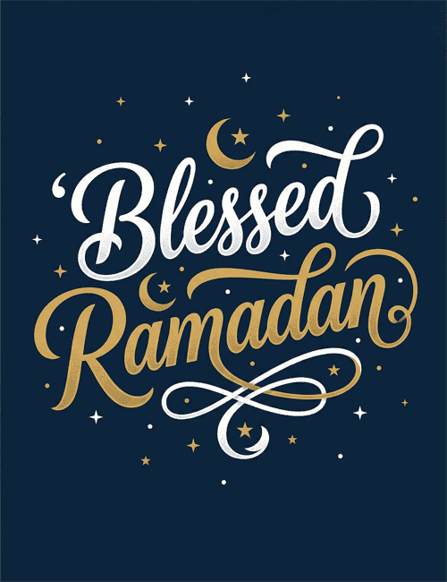 Blessed Ramadan Greeting Card with Elegant Islamic Typography