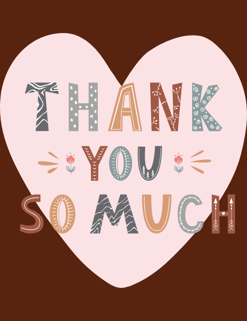 Boho Heart 'Thank You So Much' Card – Handcrafted Font & Floral Accents