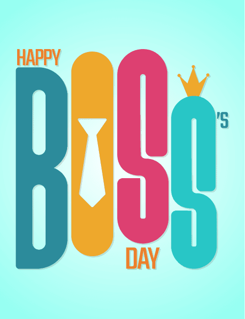 Bold Typography Happy Boss Day Card
