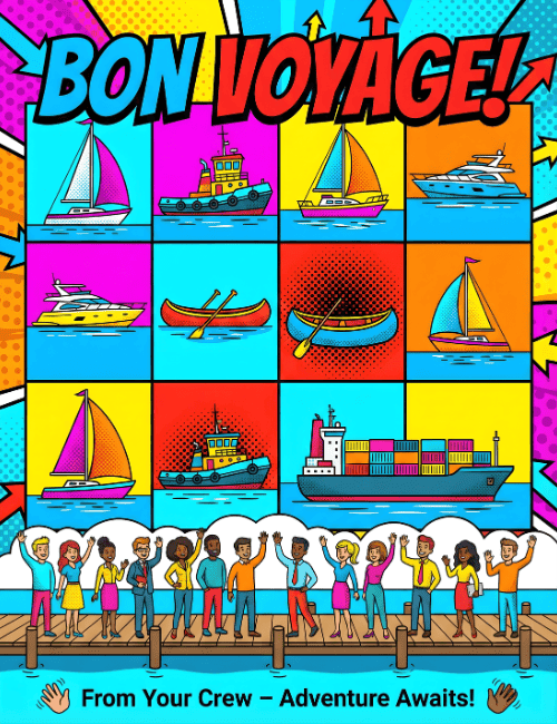 Bon Voyage Farewell Card – Adventure Awaits Best Wishes Card