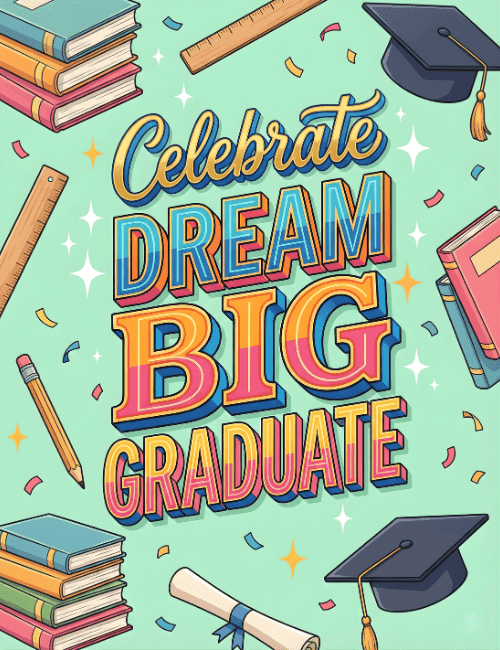Celebrate Dream Big Graduate Illustrated Graduation Card