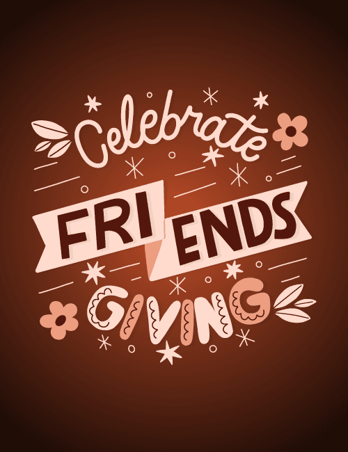 Retro typography on brown background with floral accents