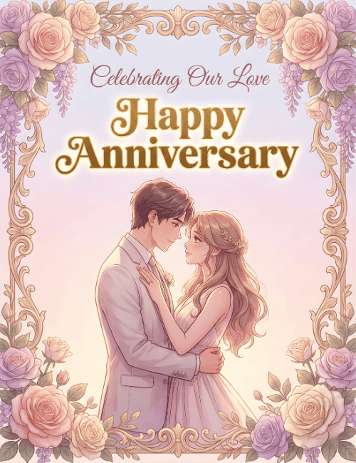 Celebrating Our Love Elegant Happy Anniversary Card