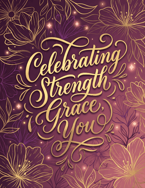 Strength & Grace: Elegant Gold Floral Card