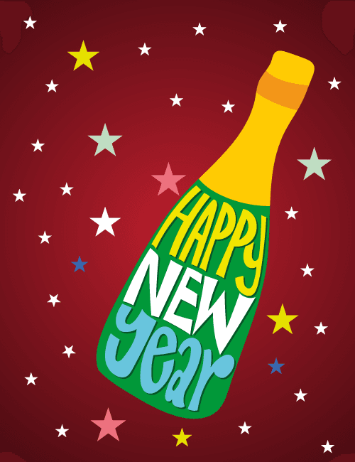 Champagne bottle with stars