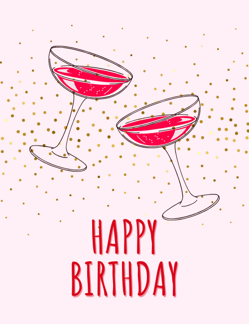 Champagne Glasses Birthday Card
