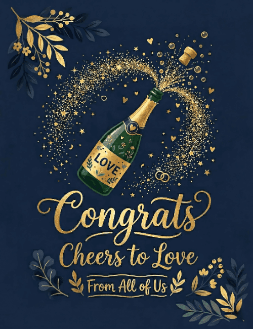 Congrats Cheers to Love Wedding Card
