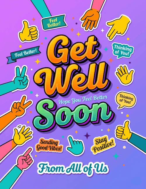 Get Well Soon Sending Good Vibes Cheerful Card