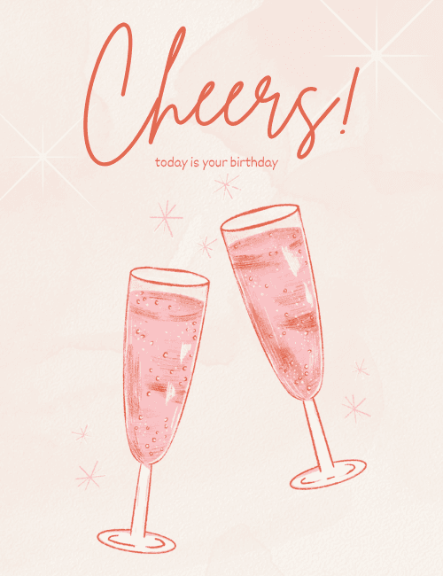 Cheers Champagne Birthday Card