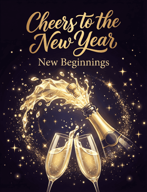 Cheers to the New Year 2027 Champagne Celebration Card