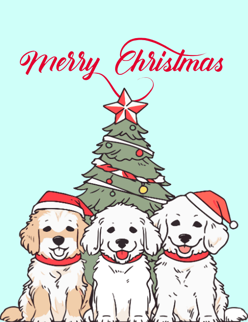 Christmas Dogs Merry Christmas Card