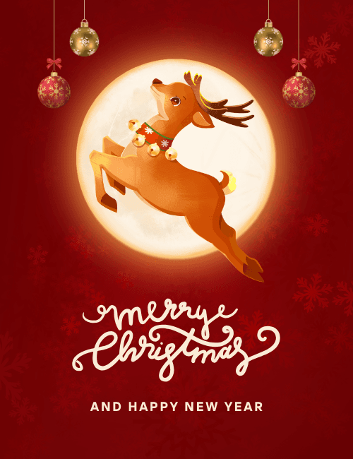 Christmas Reindeer Moon Card