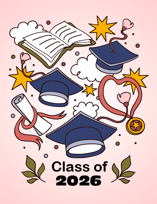 Class of 2026 – Caps, Diploma & Stars Graduation Card