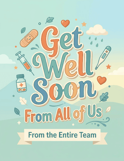 Get Well Soon From All of Us Recovery Wishes Card
