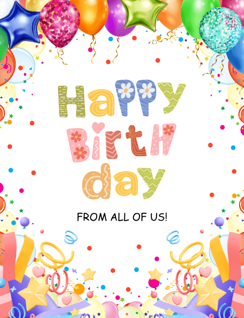 Colorful Balloons Happy Birthday Card