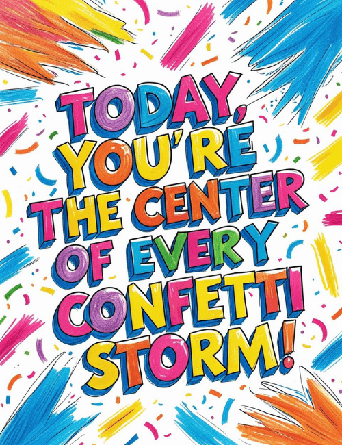 Colorful Confetti Storm Birthday Card