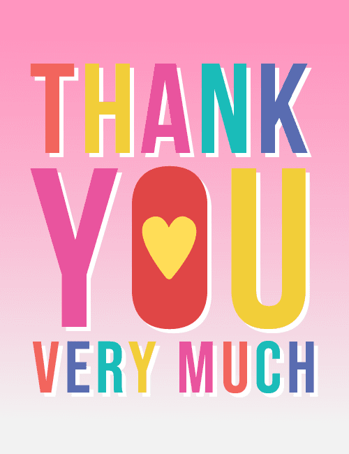 Colorful Bold Thank You Card – Heart Accent Typography Design