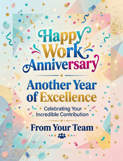 Happy Work Anniversary Another Year of Excellence Card