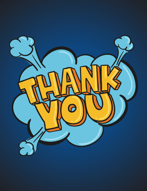 Comic Style 'Thank You' Card – Bold & Fun Pop Art Explosion