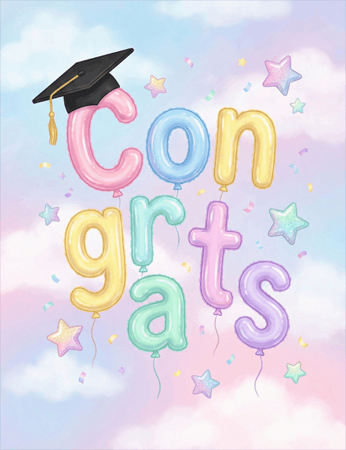 Congrats Balloon Letters Graduation Card