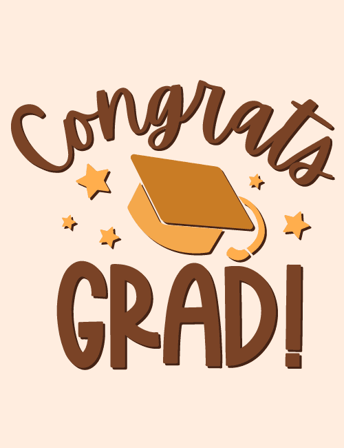 Congrats Grad – Cap & Stars Graduation Card