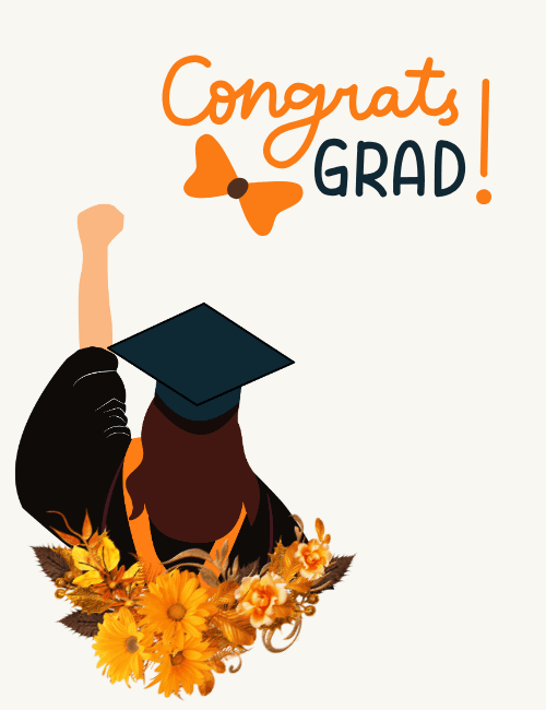 Congrats Grad – Girl with Floral Celebration Card