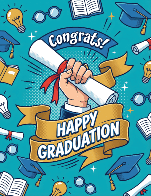 Congrats Happy Graduation Pop Style Celebration Card